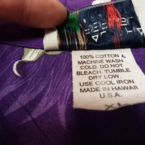 Vintage 90s Aloha Republic Hawaiian Shirt XL – Purple Floral 100% Cotton - Picture 5 of 5